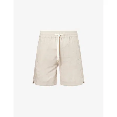 Eleventy Mens Sabbia Bermuda Athletic Drawstring Linen Shorts In Brown