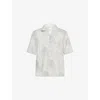 Eleventy Mens Sabbia E Malva Flower-print Camp-collar Linen And Cotton Shirt In Sabbia E Malva