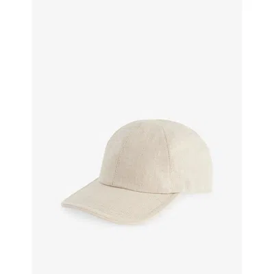 Eleventy Mens Sabbia E Sabbia Suede-trim Linen-blend Cap