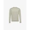 Eleventy Mens  Stripe-trim Regular-fit Wool And Silk-blend Jumper In Sage, Sand