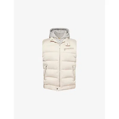Eleventy Mens Sand And Lt. Gray Detachable Sleeveless Silk Gilet In Multi