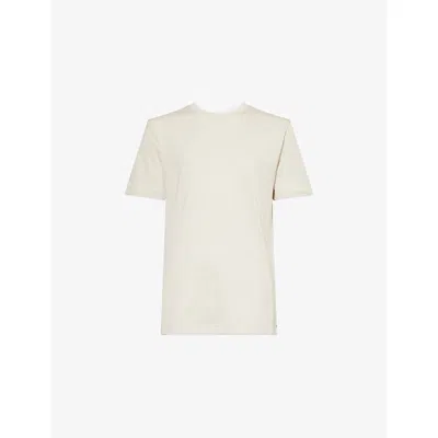 Eleventy Mens Striped-trim Cotton T-shirt Sand And White