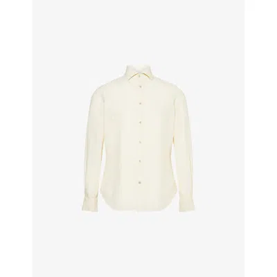 Eleventy Mens Dandy Classic-collar Linen Shirt Sand Xxl