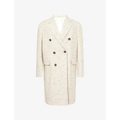 Eleventy Mens Sand Double-breasted Notched-lapel Cashmere Coat In Neutral