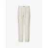 Eleventy Mens Drawstring Tapered-leg Linen Trousers Sand In Sand