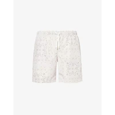 Eleventy Mens Paisley-pattern Woven Beach Shorts Sand