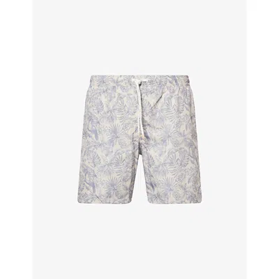 Eleventy Mens Sand Parrot Graphic-print Swim Shorts