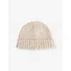 Eleventy Mens Sand Ribbed Folded-brim Cashmere-knit Beanie Hat