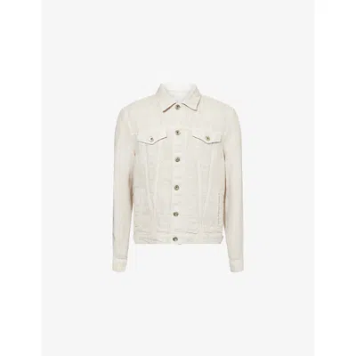Eleventy Mens Spread-collar Relaxed-fit Linen Jacket Sand Xxxl