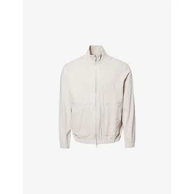 Eleventy Mens Sand Tech Stretch Zipped Woven Jacket In Neutral