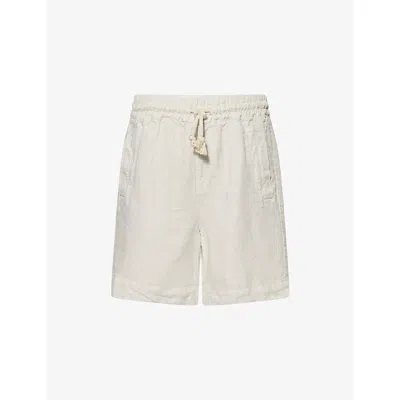 Eleventy Mens Welt-pockets Drawstring Linen Shorts Sand In White