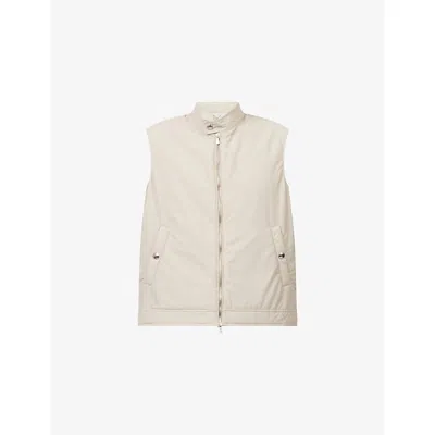Eleventy Mens Sand Zip Lightweight Wool-blend Down Gilet In Neutral