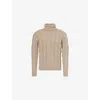 Eleventy Mens Roll-neck Cable-knitted Wool Jumper Taupe In Brown