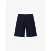 Eleventy Mens Textured Pleated Stretch-wool Shorts Blue In Blue
