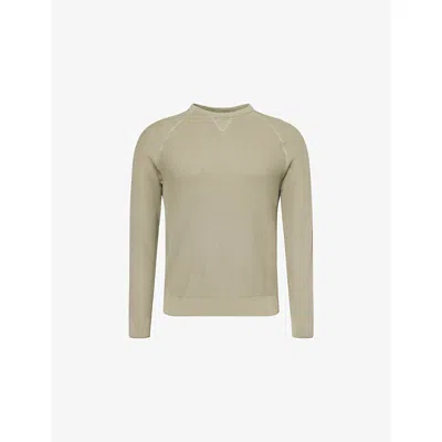 Eleventy Mens Verde Salvia Raglan-sleeve Crewneck Knitted Sweater In Green