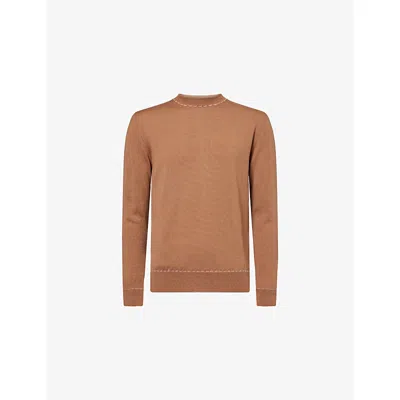 Eleventy Mens Crewneck Long-sleeves Wool Jumper Vicuna E Avorio
