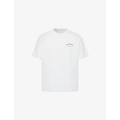Eleventy Mens Crewneck Brand-print Cotton-jersey T-shirt White