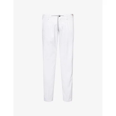 Eleventy Mens Drawstring Tapered-leg Stretch-cotton And Cashmere Trousers White