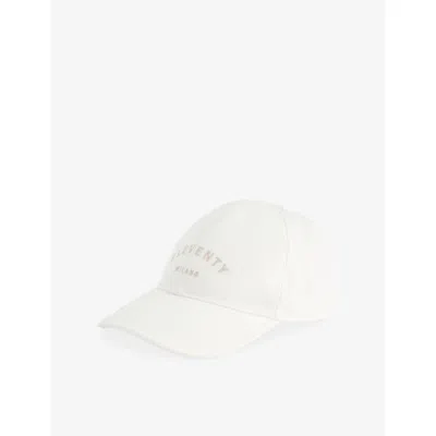 Eleventy Mens White Embroidered-logo Cotton Cap