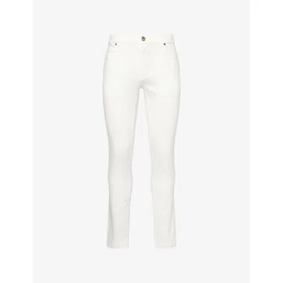 Eleventy Mens White Iconic 5-pocket Tapered-leg Denim Jeans