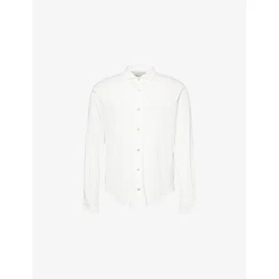 Eleventy Mens White Long-sleeve Modal And Cotton-blend Shirt Xxl