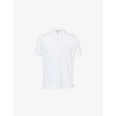 Eleventy Mens  Regular-fit Short-sleeve Cotton Polo Shirt In White