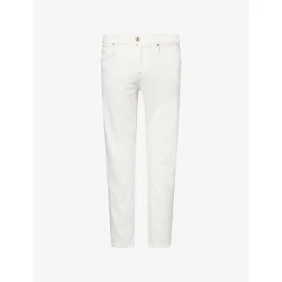 Eleventy Mens Slim-fit Tapered-leg Stretch-denim Blend Jeans White