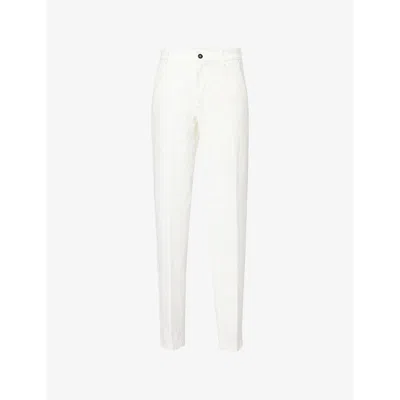 Eleventy Mens  Slip-pocket Straight-leg Regular-fit Cotton-blend Trousers In White