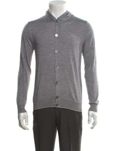 Pre-owned Eleventy Merino Wool Crew Neck Hoodie In Grey