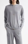 Eleventy Merino Wool Hoodie In Dust And White