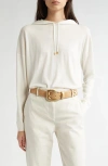 Eleventy Merino Wool Hoodie In White And Beige