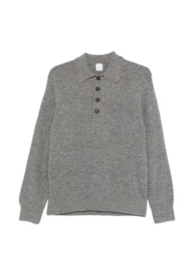 Eleventy Merino-wool Polo Shirt In Gray