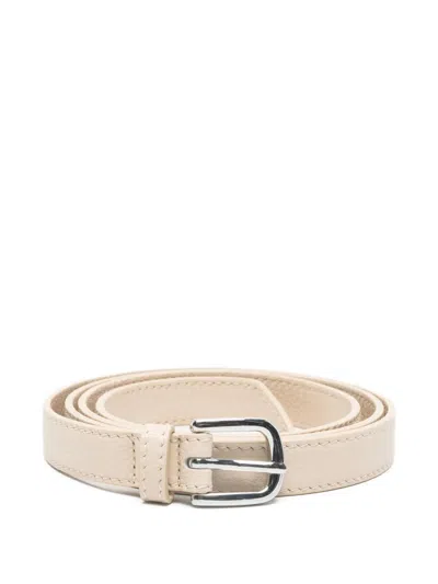 Eleventy Metal-buckle Leather Belt In Beige