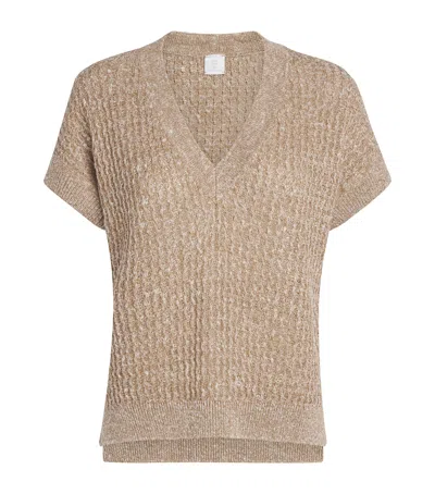Eleventy Metallic Short-sleeve Sweater In Neutral