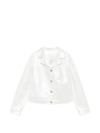 Eleventy Kids' Metallic-effect Chest-pocket Jacket In White