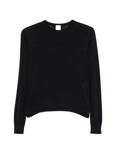 Eleventy Metallic-thread Crew-neck Sweater In Black