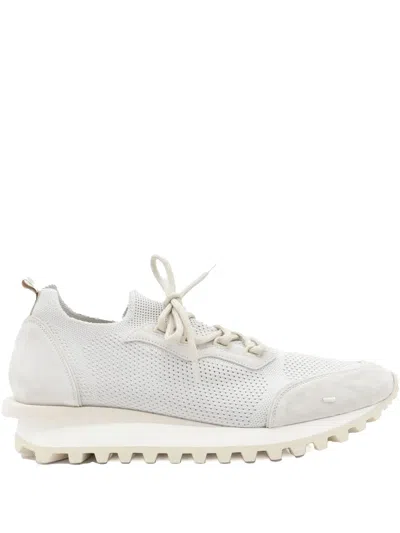 Eleventy Micro-mesh Panelled Trainers In ホワイト