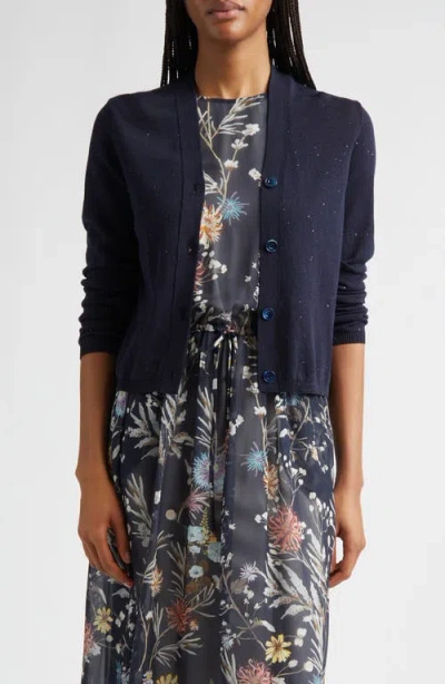 Eleventy Micro Sequin Silk & Cotton Cardigan In Blue