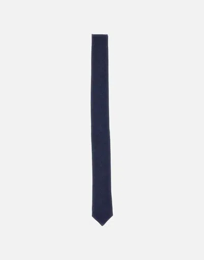 Eleventy Midnight Blue Wool Linen Silk Tie