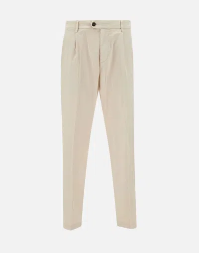 Eleventy Milano Ecru Cotton Silk Trousers