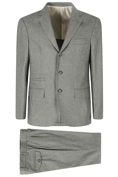 Eleventy Military Green Wool-blend Single-breasted Suit In Grey