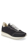 Eleventy Mixed Media Runner Sneaker In Carbon And Carbon And Sand