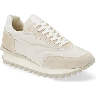 Eleventy Mixed Media Runner Sneaker In Sand And White