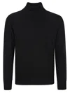 Eleventy Mock Neck Sweater With Ribbed Details And Italian Craftsmanship In Black