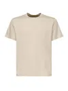 Eleventy Mens Sand And Lt. Gray Double-layered Crewneck Cotton T-shirt Xxl