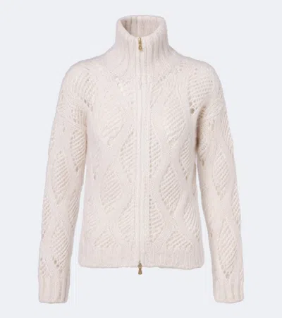 Eleventy Mohair And Silk Zip-up Cardigan In White