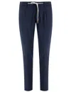 Eleventy Cotton-blend Drawstring Trousers In Blue