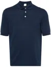 Eleventy Tailored Blue Polo With Traditional Collar And Three-button Placket In Blue