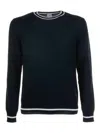 Eleventy Crew Neck Long Sleeve Sweater In Blue