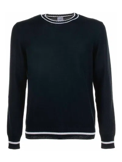 ELEVENTY NAVY BLUE CREW NECK SWEATER